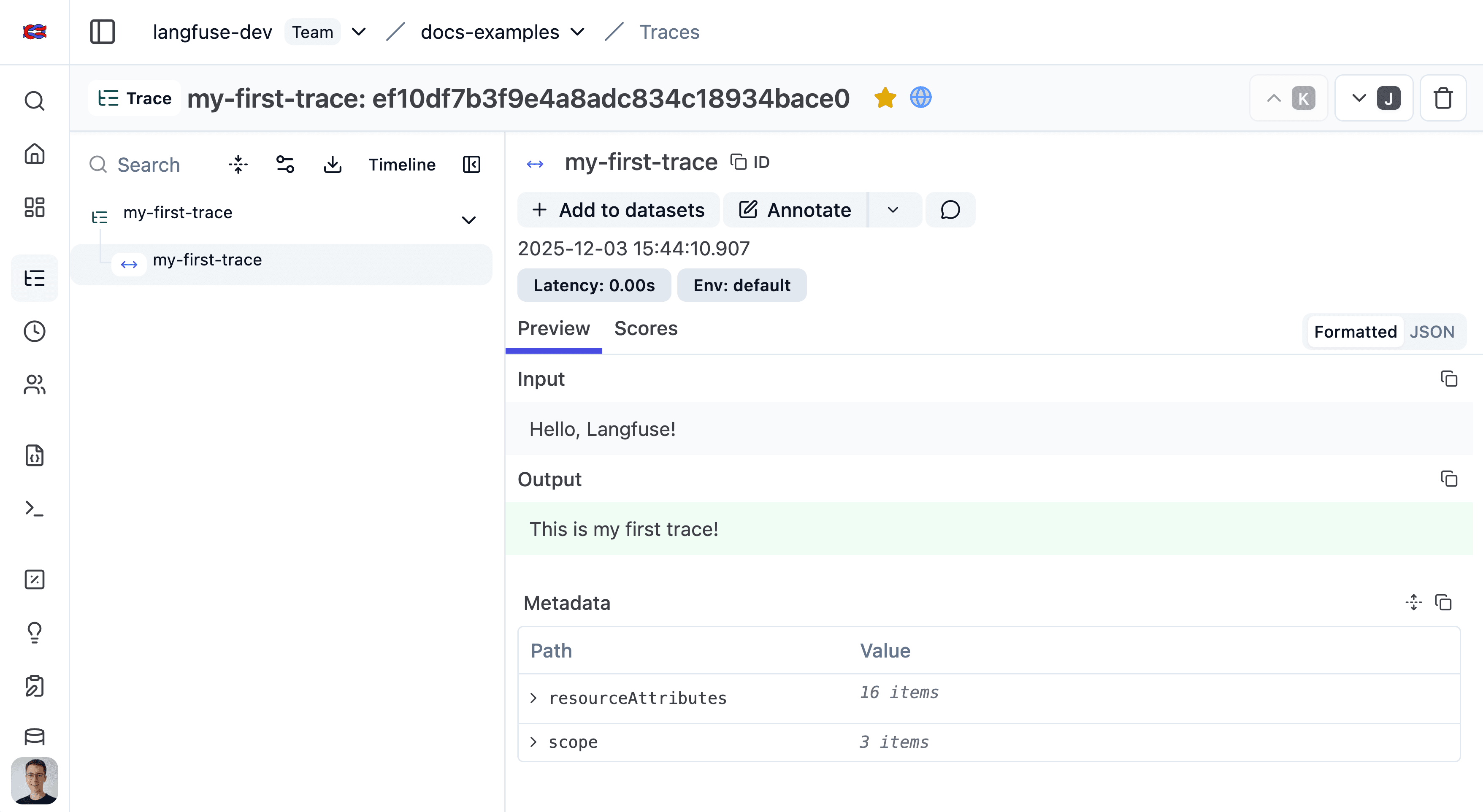 First trace in Litefuse