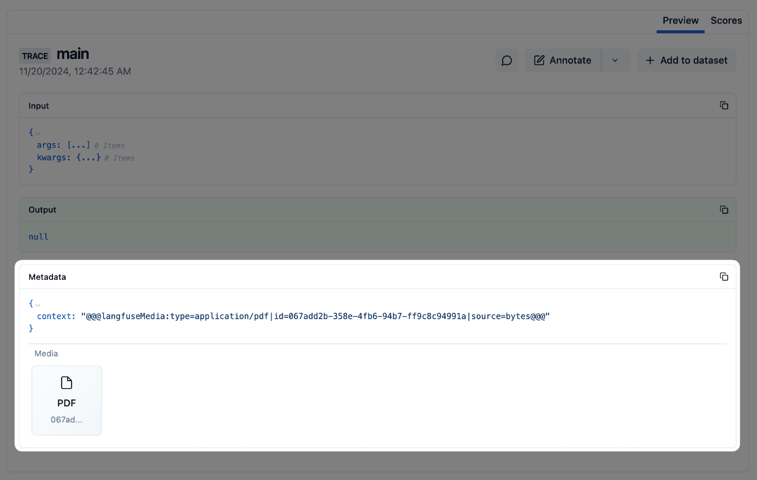 Trace in Litefuse UI