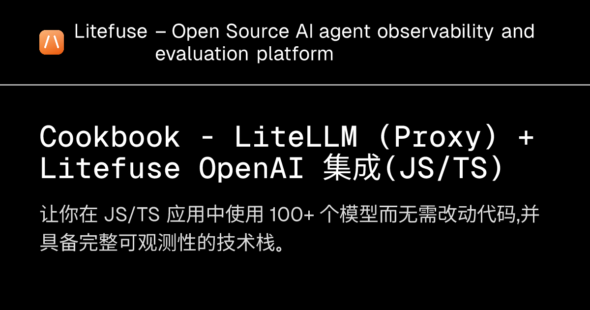 Cookbook - LiteLLM (Proxy) + Litefuse OpenAI 集成（JS/TS） - Litefuse