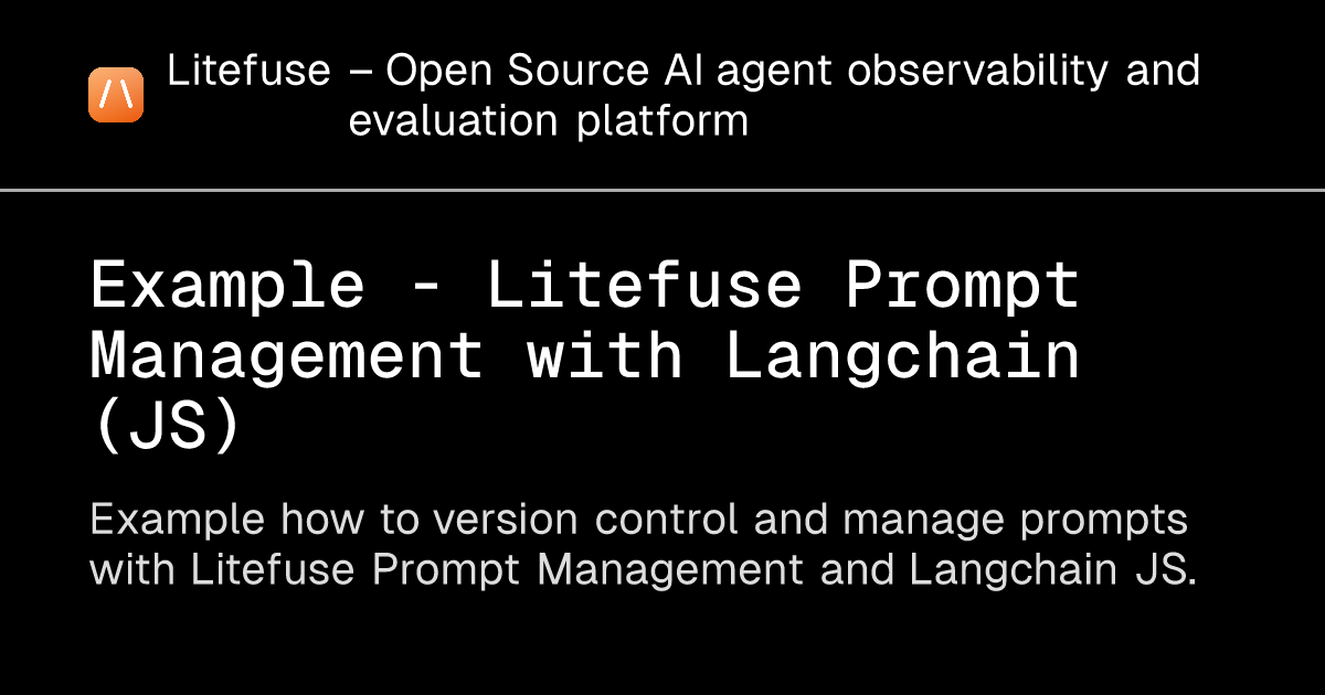 Example - Litefuse Prompt Management with Langchain (JS) - Litefuse