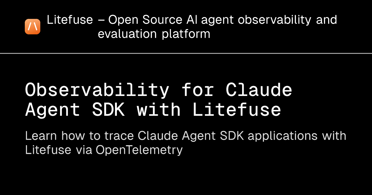 Observability for Claude Agent SDK with Litefuse - Litefuse