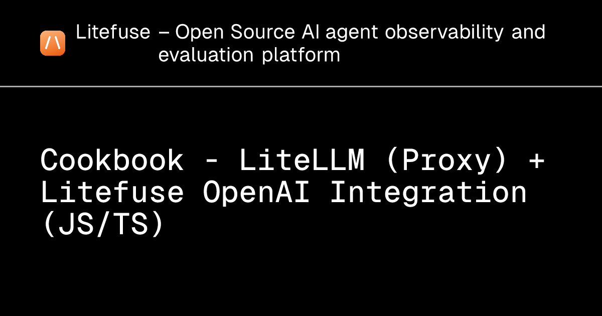 Cookbook - LiteLLM (Proxy) + Litefuse OpenAI Integration (JS/TS) - Litefuse