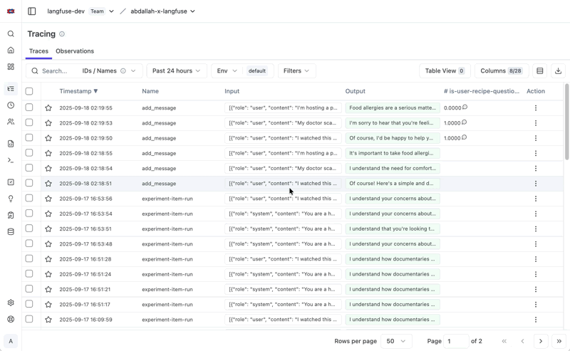Adding traces to dataset