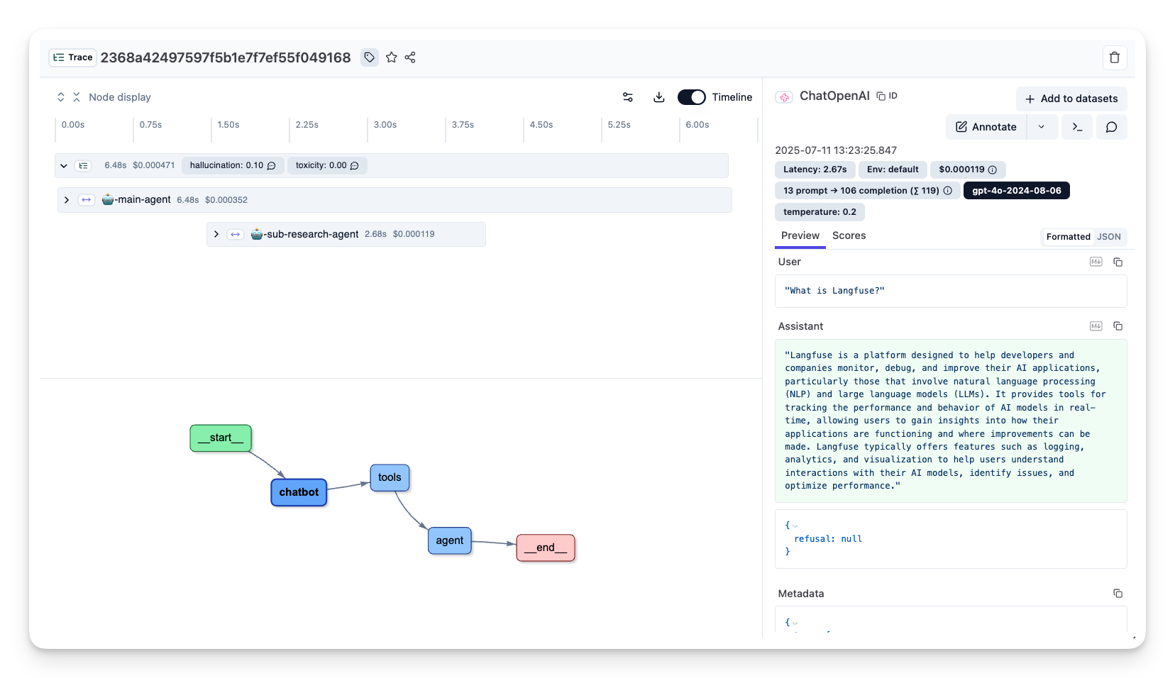 multi agent trace in Litefuse