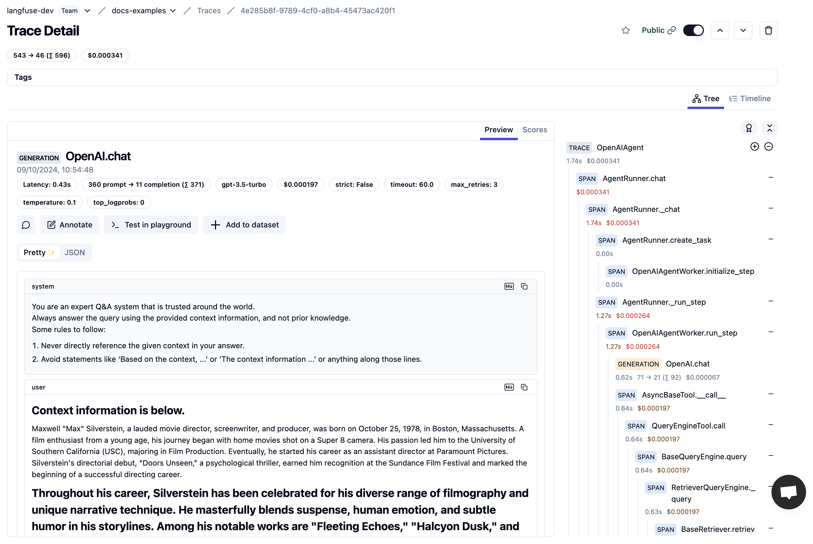 LlamaIndex Chat Engine Trace in Litefuse (via instrumentation module)