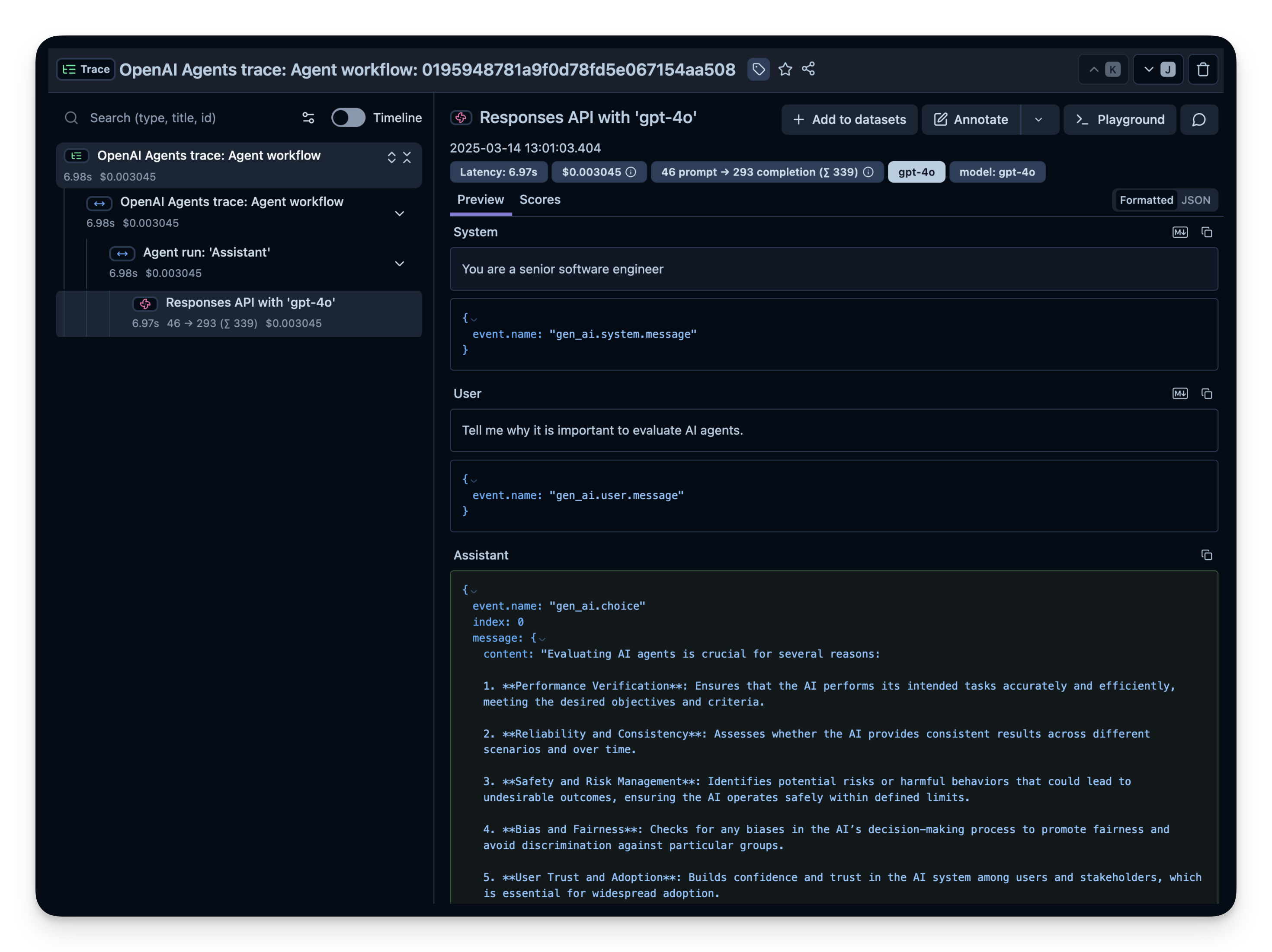 Example trace in Litefuse