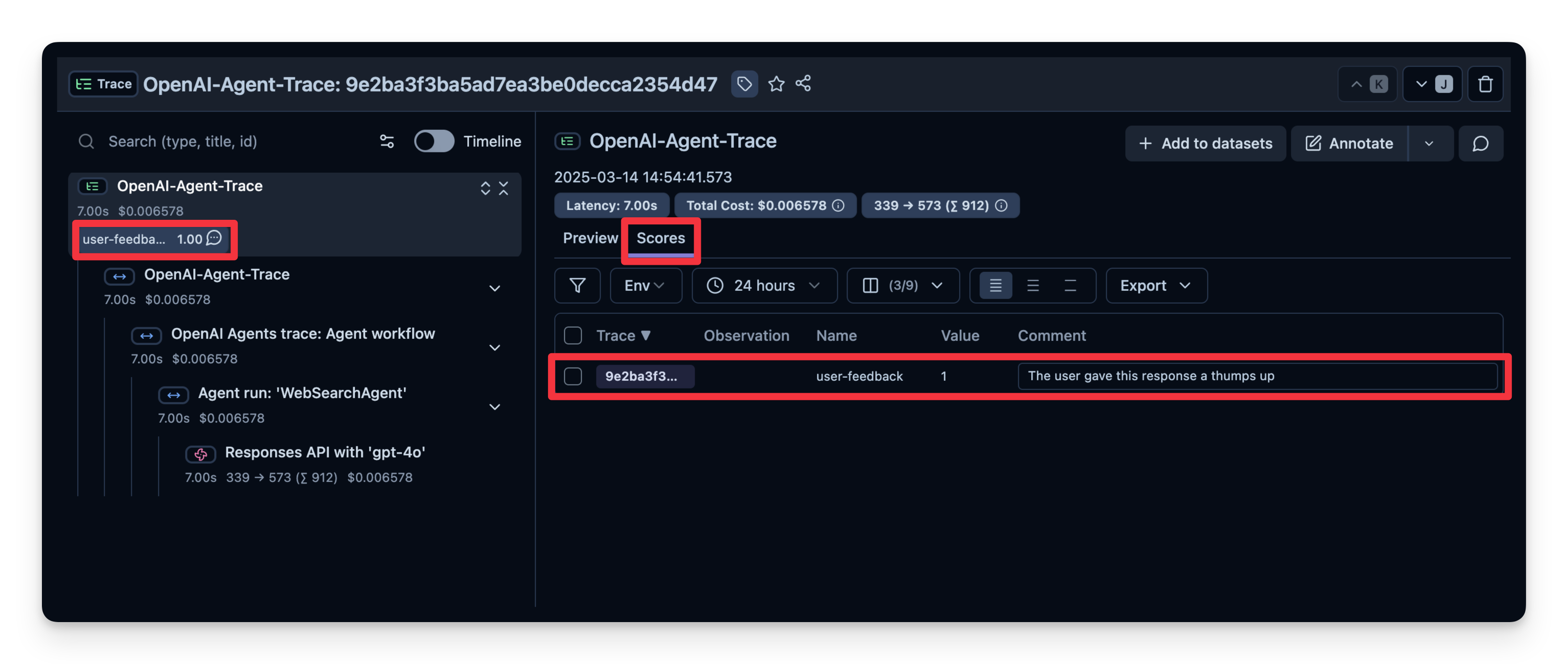 User feedback is being captured in Litefuse