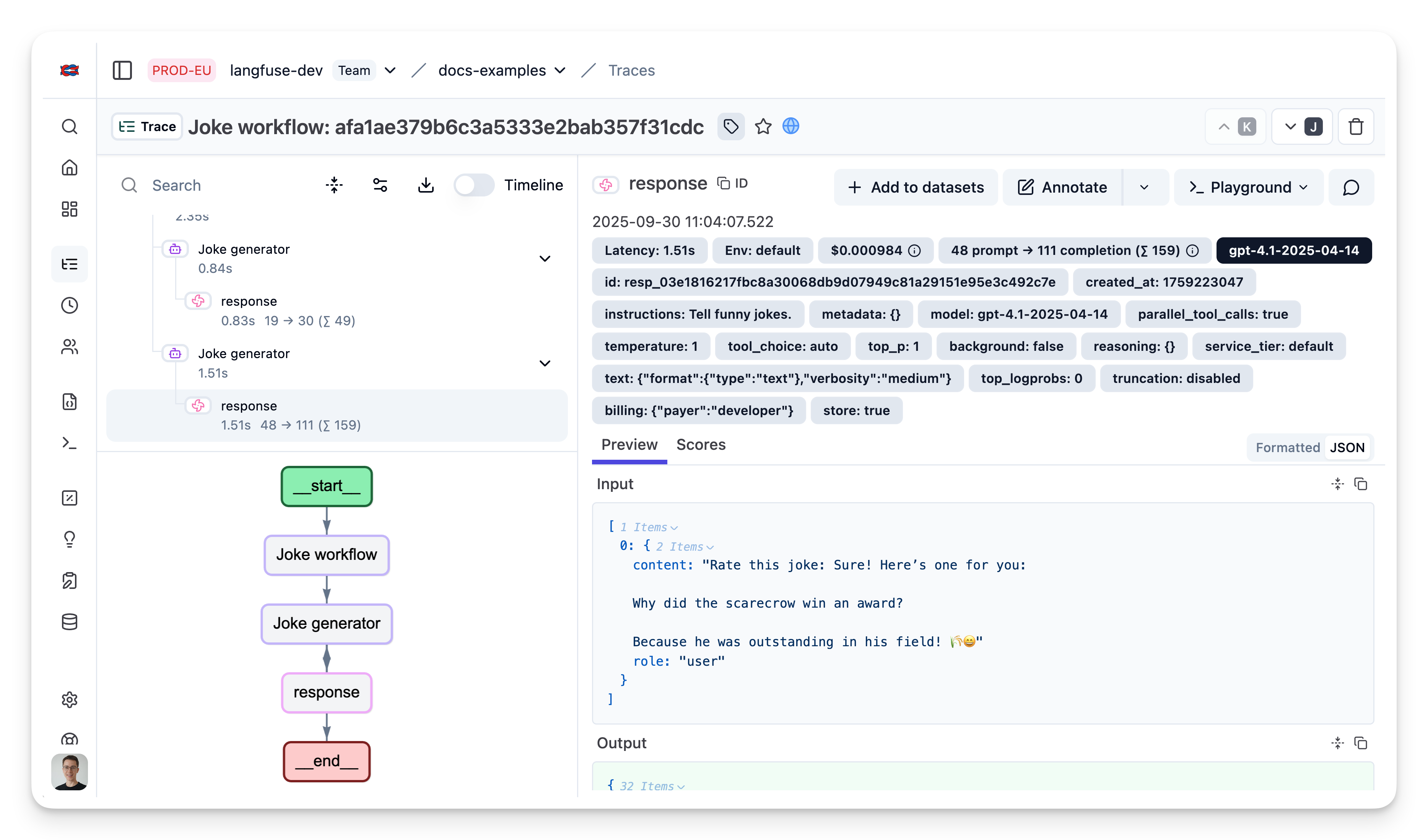 Example trace in Litefuse