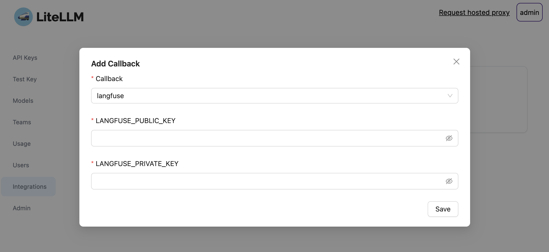 Set Litefuse as callback in Proxy UI