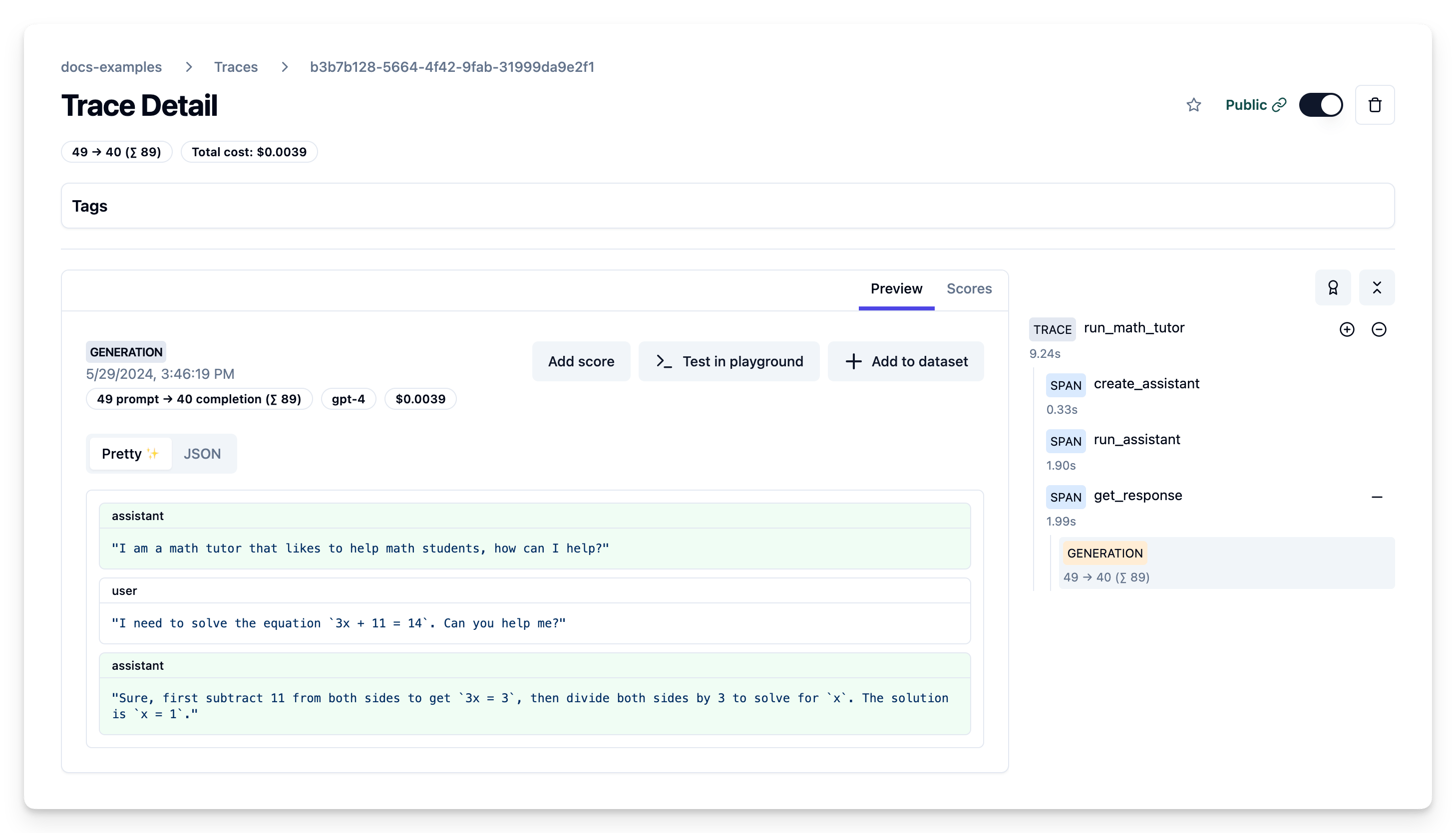 OpenAI Assistants Trace in Litefuse